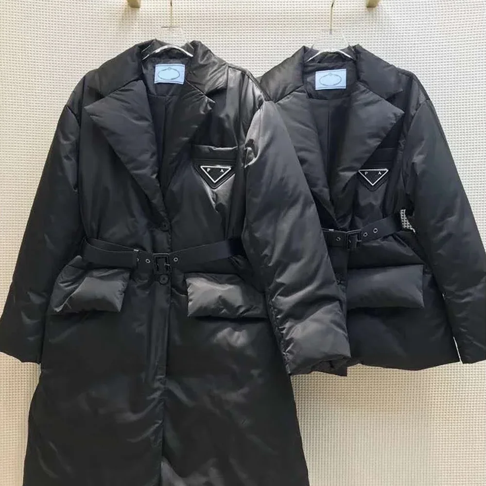 

Autumn And Winter New Fashion Triangle Belt Decoration Women's Down Jacket Thickened And Warm Versatile Loose Cotton Coat