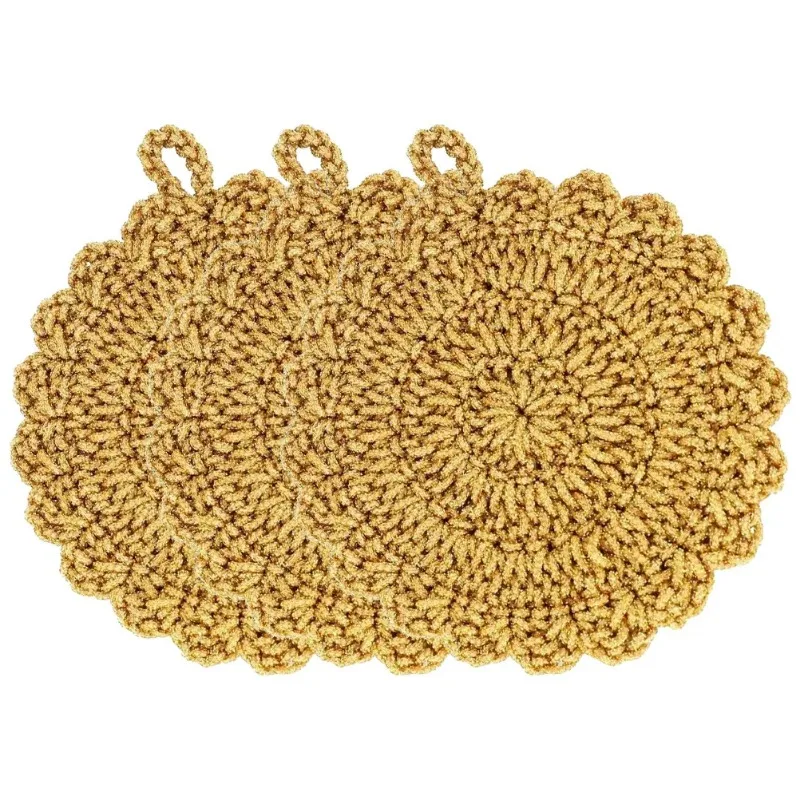 Hot selling flower slices, gold thread, non greasy dishwashing towels, scouring pads, hand crocheted coasters, brush bowl cloth