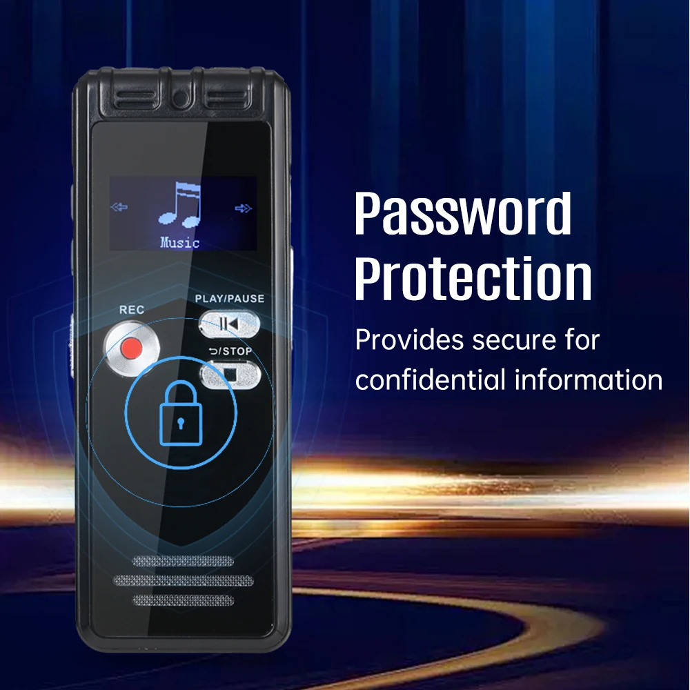64G Digital Voice Recorder Activated Record Playback MP3 Music Player with Mic and Speaker 1536KBPS HD Recording Support Passwor