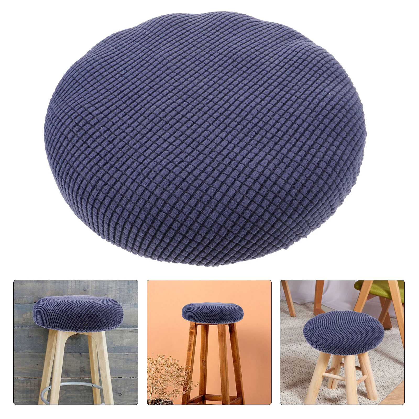 

Round Stool Cover Home Chair Hood Protector Polyester Table Use Indoor Black Cloth