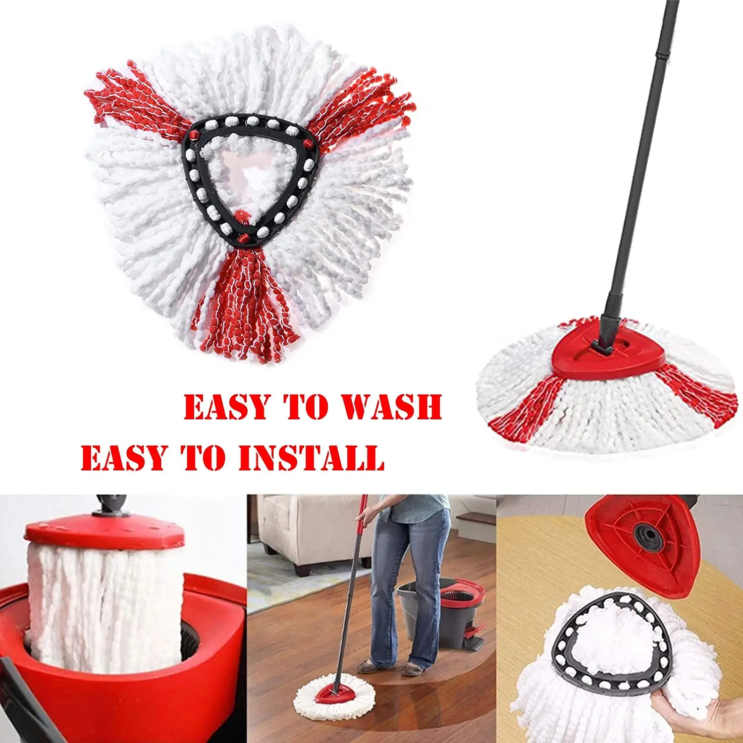 1 Pcs Mop Head Replacement for Vileda Easywring O-Cedar Microfiber Spin Mop Refill Head Easy Cleaning
