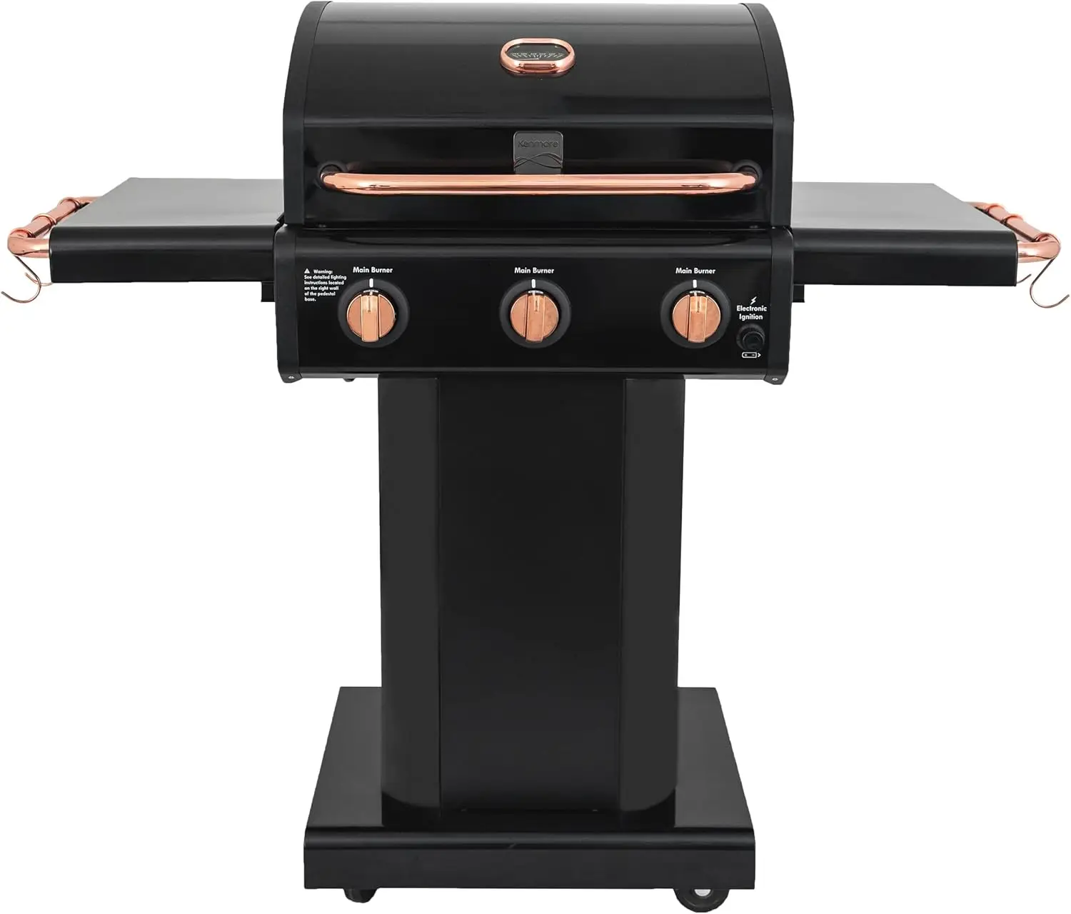 3-Burner Gas Grill Foldable Side Tables Cast Iron Cooking Grates Warming Rack Hooks for BBQ Grilling Tools Propane Gas Barbecue