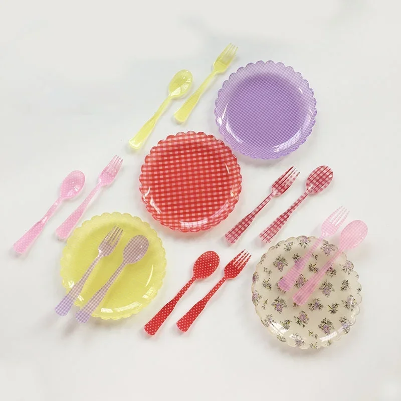 Plastic Dessert Tray Acrylic Cake Dish Grid Pattern Spork Floral Plates Decorative Wedding Party Birthday Fruit Plate Spoon Fork fruit plate,plastic dinner plates