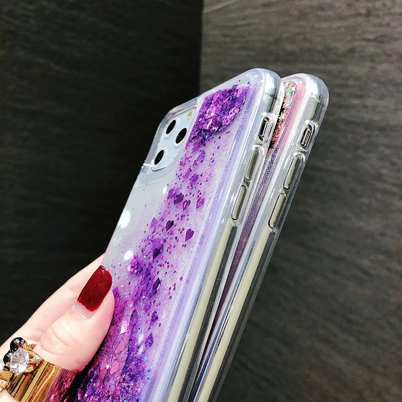 Glitter Liquid Silicone Lanyard Phone Case