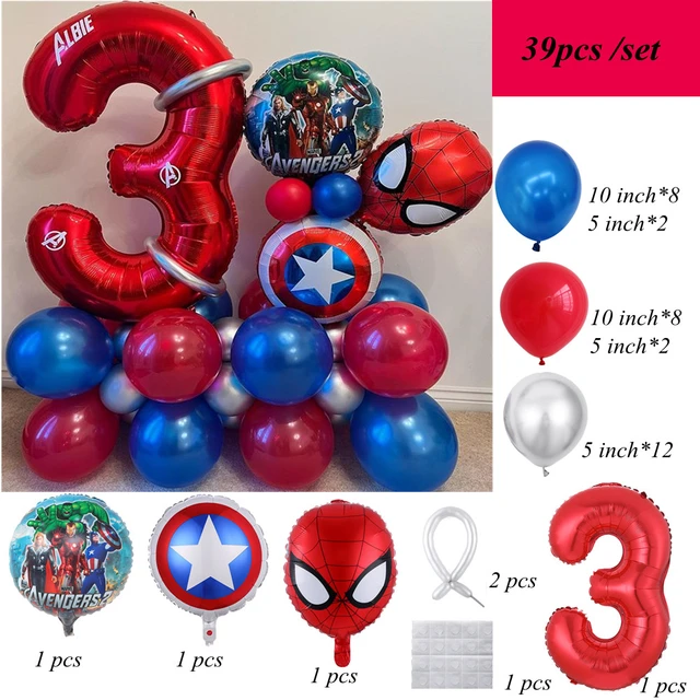 Juego de Globos con números de Marvel Spiderman para niños, 1 2 3 4 5 6 7 8  9 años, decoración de fiesta de cumpleaños, regalos para el Día de los  niños, 1 unidad - AliExpress