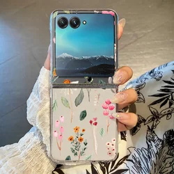 Colorful Flower Pattern Clear Shockproof Folding Phone Case for Motorola Razr 50 Ultra (A088)