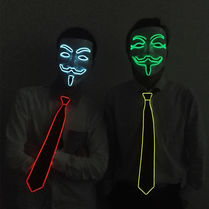 Männer Geschenk Neon EL Draht Glowing Schwarz Krawatten Fedor Hut Hochzeit Party Decor LED Leuchtende Krawatten Für Männer DJ Bar Club Bühne Prop – Detail 2