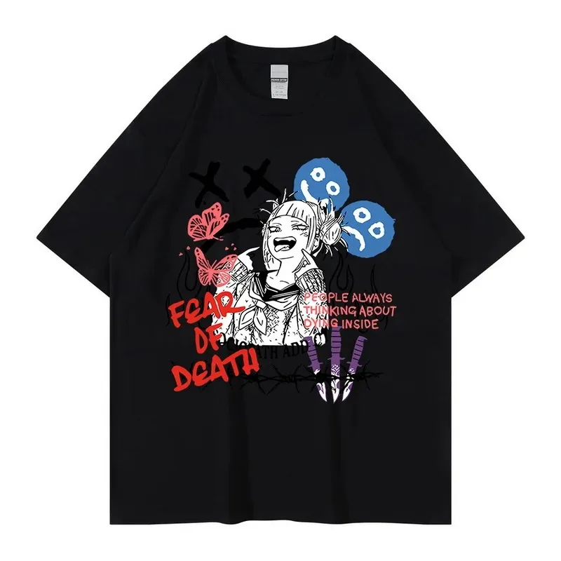 

Hip Hop Streetwear Harajuku T Shirt Cartoon Girl Letter Print T-Shirt Men Cotton Casual Tshirt 2024 Autumn short slee Tops Tees