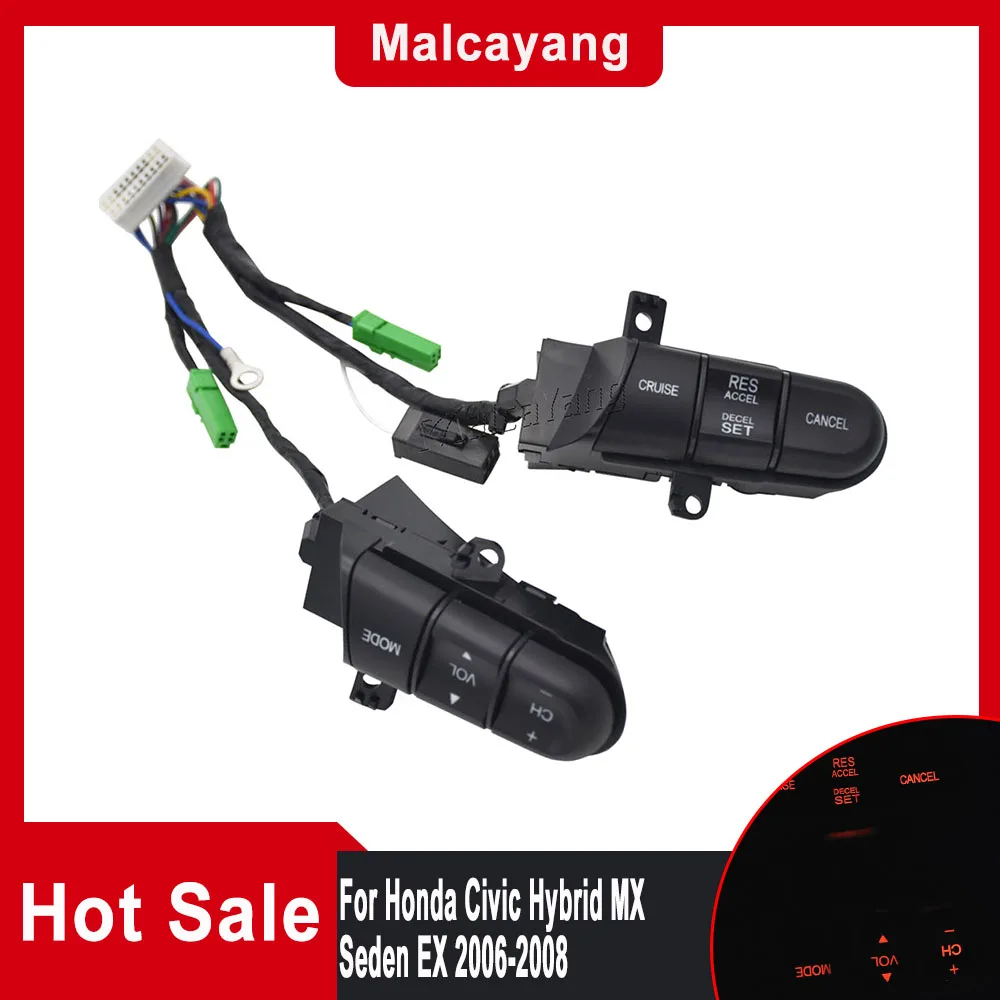 Volante Audio Cruise Control Switch Con Paddle Cambio Luce Arancione Per Honda Civic Hybrid Mx Seden Ex 2006-2008