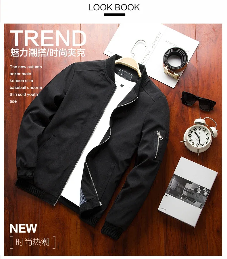 Männer Bomber Jacke Dünne Dünne Lange Hülse Baseball Jacken Herren Windjacke Zipper Windjacke Jacke Männlichen Outwear Marke Kleidung – Detail 3
