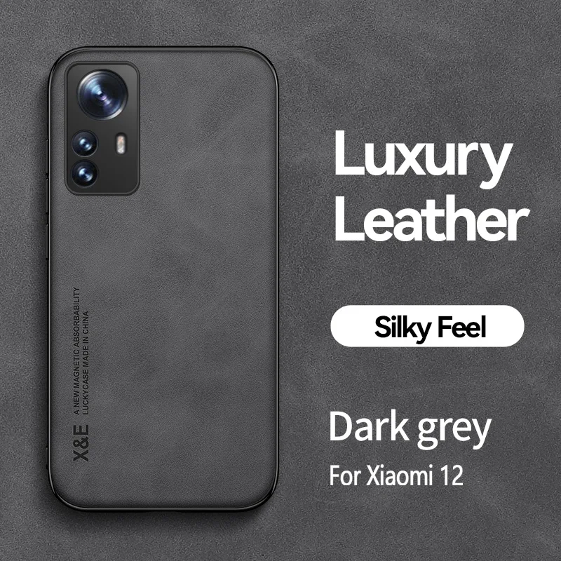 Leather Car Magnetic Holder Case with Metal Plate - Matte Full Cover