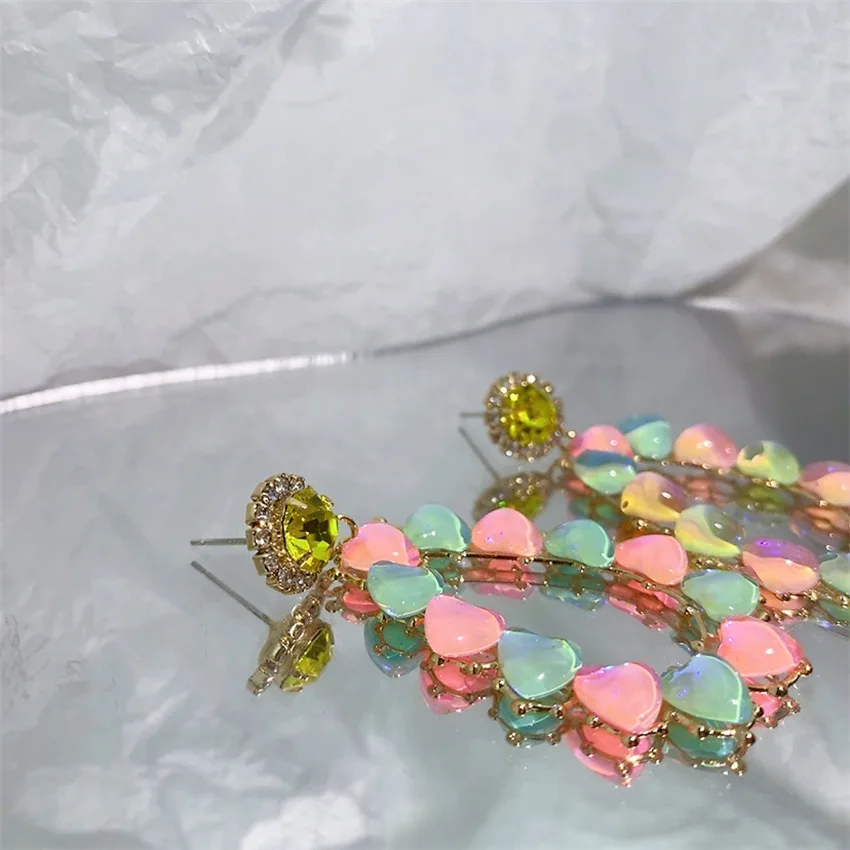Colorful sweet love earrings retro elegant earrings