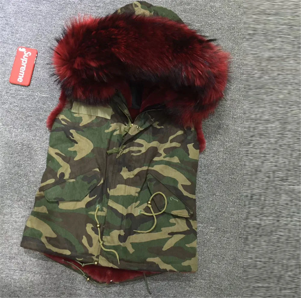 

Камуфляжный короткий меховой жилет бордового цвета с подкладкой из искусственного меха, зимний женский модный жилет с воротником из меха енота