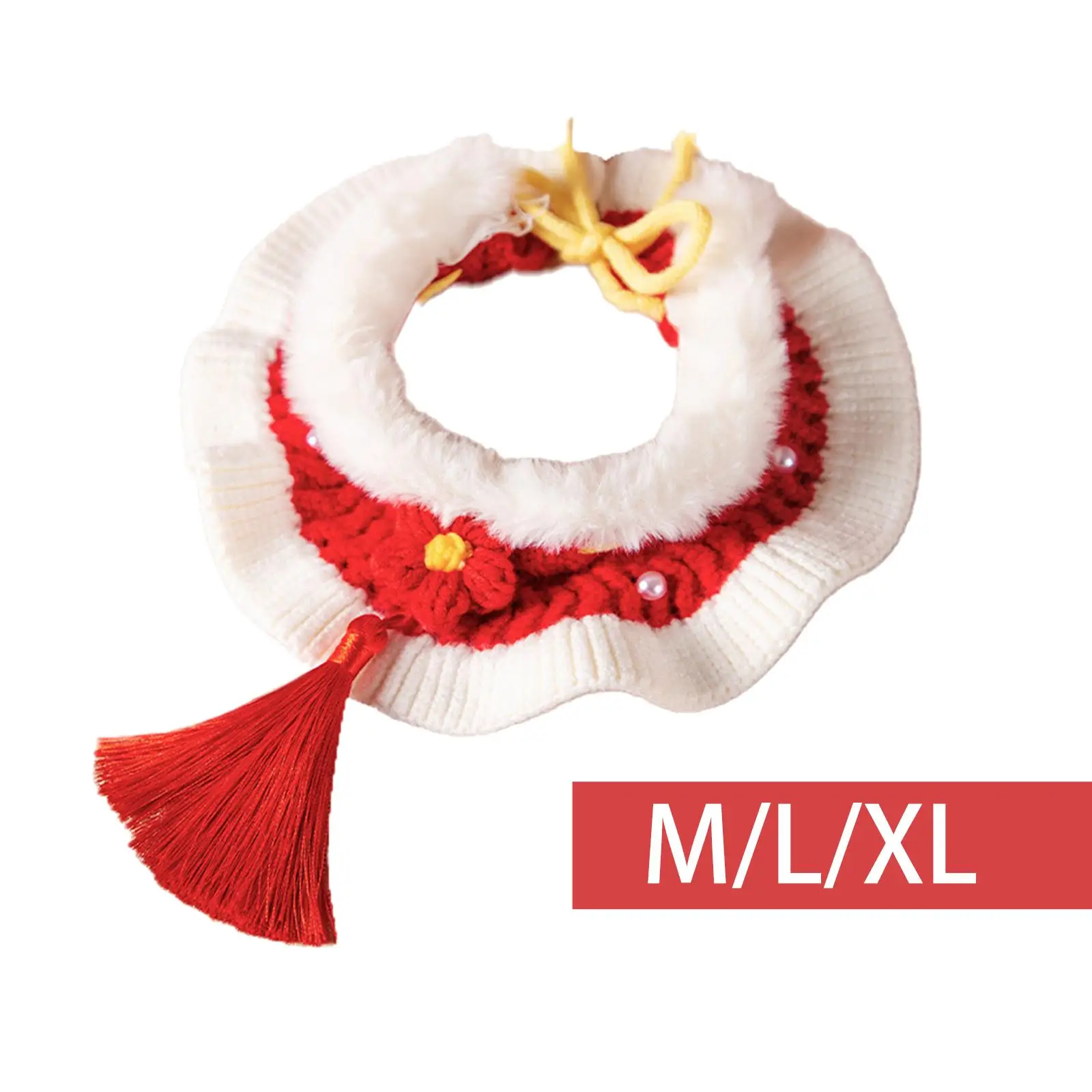 Knitting Cat Collar Chinese New Year Gift Decorative Outfit Handmade Knit Pet Scarf for Puppy Kitten Kitty Small Dog Pet Supply