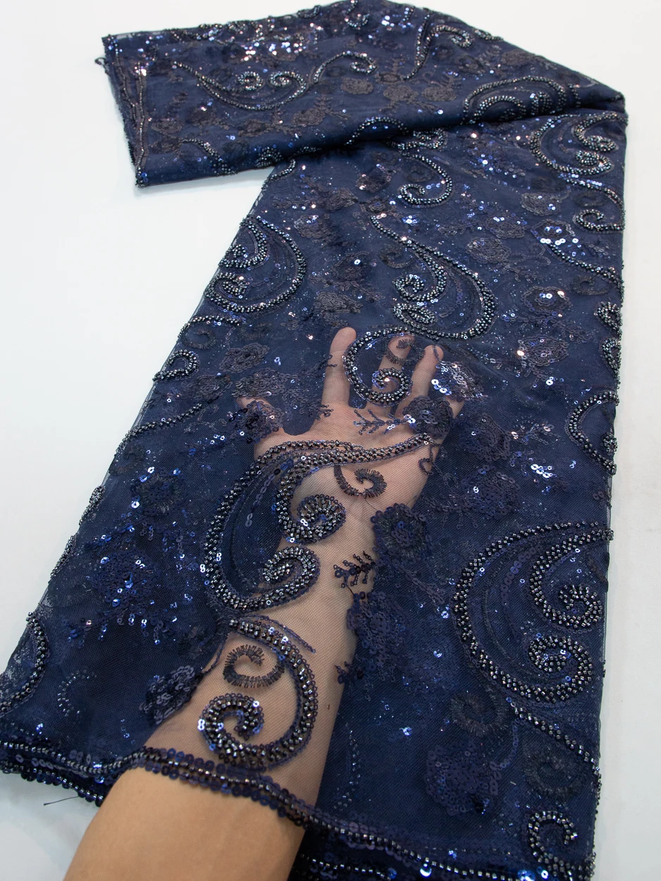 African Nigerian Material Lace Fabric For Wedding With Sequins Embroidery French Lace Fabrics TY3800