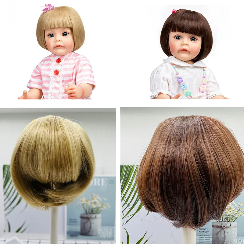 Reborn Doll Golden and Brown BOB hair Sticked Hair Wig Fits18