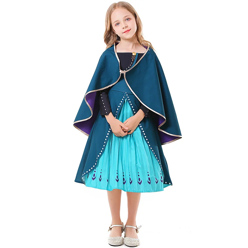 

queen's ceremony costumes children's princess capes gowns over the knee skirts teal colors big shows halloween costumes