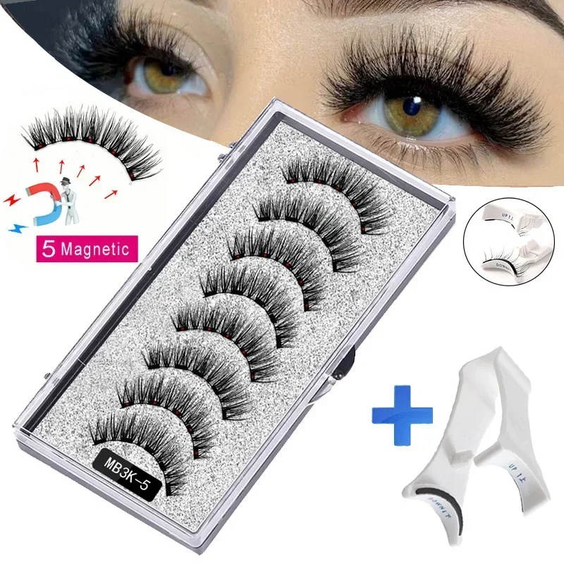 3D Natural Magnetic Eyelashes With 5 Magnetic Lashes Shipping Box Handmade False Gift Reusable Support Drop T6N2