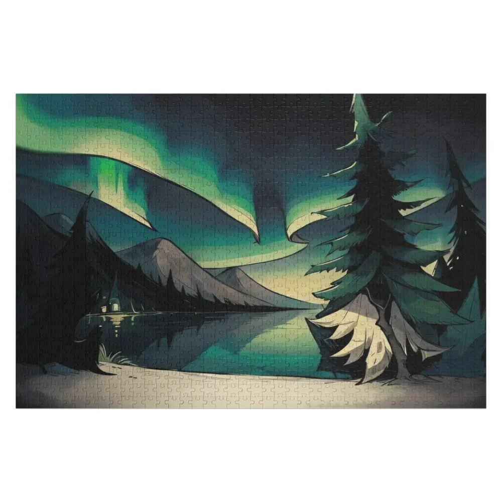 

Northern Lights (puzzle, art print size) Jigsaw Puzzle Custom Jigsaw Custom Name Child Toy Personalized Toy Puzzle