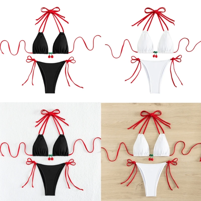 

Two Pieces Split of Bikinis Set for Women Highs Cut Swimsuits Female Summer Tie Side Swimwears Sexy Backless Bathing Suit