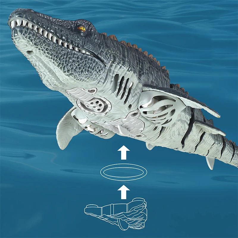 2.4G Remote Control Dinosaur For Kids Mosasaurus Diving Toys Rc Boat With Light Spray Water For Swimming Pool Bathroom Bath Toys 3