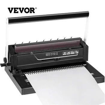 VEVOR 34 Holes Manual Coil Binding Machine Book Binding Machine Spiral Coil Paper Puncher Wire Punching Binder Insert A4 Papers