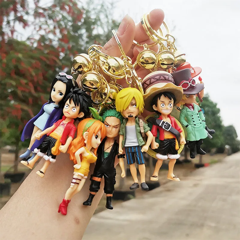 

8Pcs/Set Anime One Piece Keychain 3D PVC Luffy Zoro Sanji Action Figure Model Toys Bag Pendan Key Gift