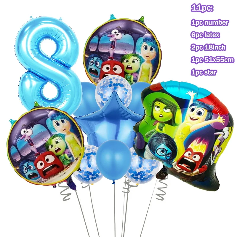 Disney Inside Out 2 - Juego de decoración para fiesta de cumpleaños, platos, vasos, servilletas, vasos, globos, suministros, kit de regalo