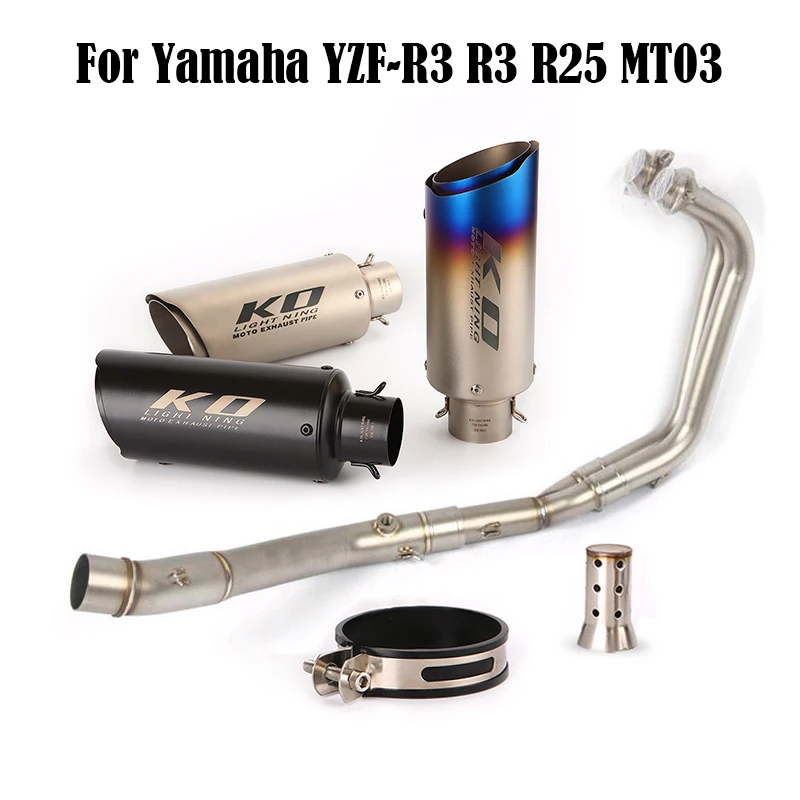 

For Yamaha YZF-R3 R3 R25 MT-03 Motorcycle Exhaust Header Link Pipe System 51mm Muffler Escape Vent Tip With DB Killer Slip On