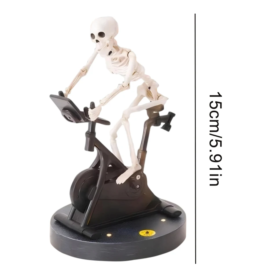 Resin Skeleton Riding Exercise Bike Halloween Decor