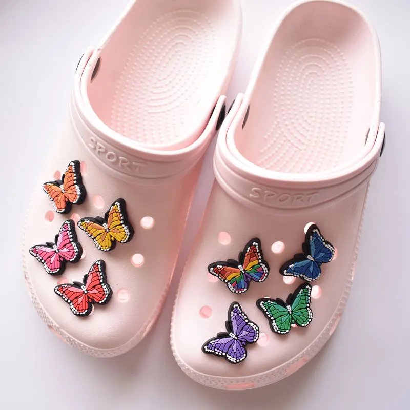 

New 1pcs Pins Shoe Accessories For Sandals Buckle With Colour Butterfly Decoration JeaClogs Buckle Kids Favors Boy Girl Gift