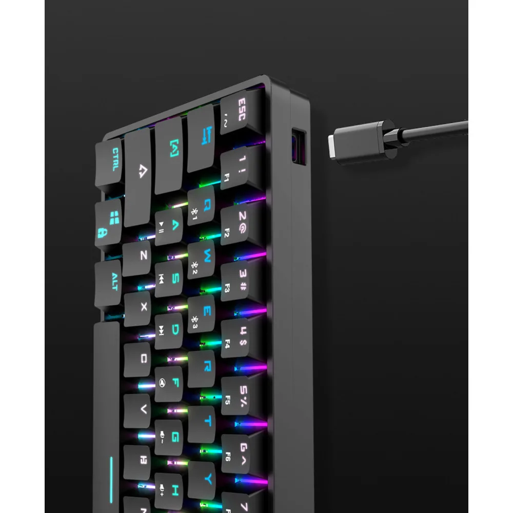 Wireless keyboard Bluetooth the third mock examination 61 RGB green axis mobile tablet notebook desktop game mechanical key_voghion.com