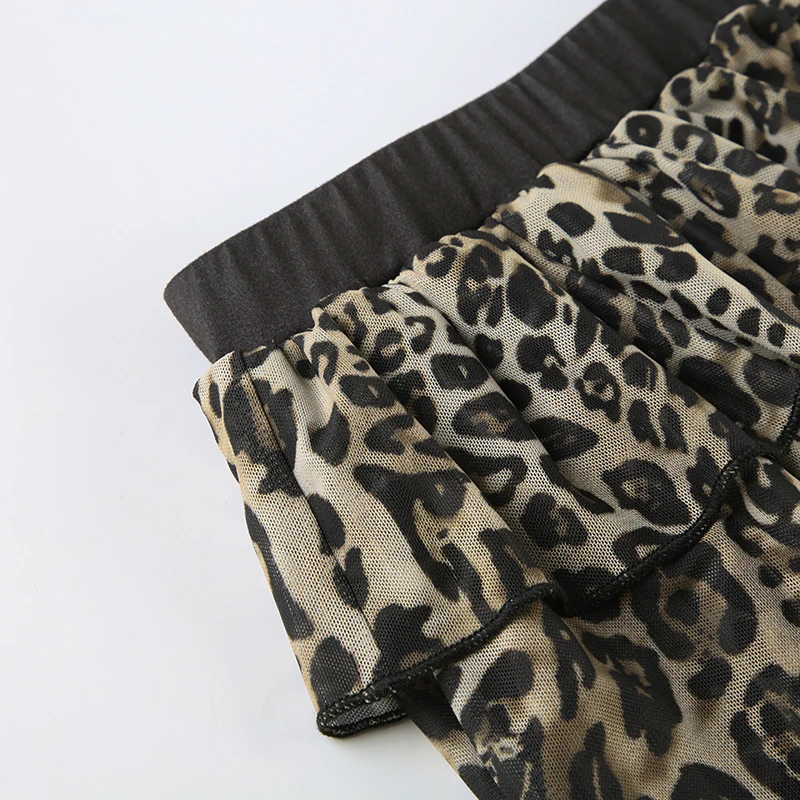 Hotsweet Irregular Tiered Cake Skirt Women Y2k Chic Leopard Print Gyaru Design Mini Skirt s New