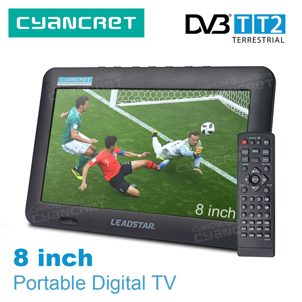 Portable TV LEADSTAR D8 Portable TV 8 Inch DVB-T2 tdt DTT Digital and Analog Mini Small Car Television Support USB TF MP4 H.265 AC3