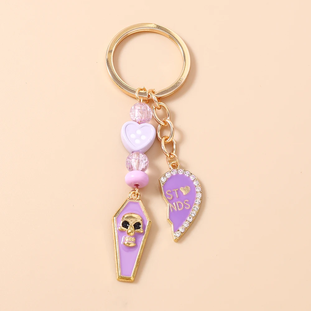 Aihua Gothic Totenkopf-Sarg-Schlüsselanhänger, Persönlicher Sarg-Schlüsselring-Anhänger für Handtaschen-Deko, DIY Handgemachter Schlüsselanhänger, Schmuckgeschenk – Detail 8
