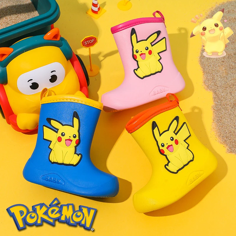 Pokemon Pikachu Stivali Da Pioggia Per Bambini Animazione Kawaii Eva Scarpe Da Acqua Antiscivolo Morbidi Leggeri Impermeabili Wellies Bambini Bambino