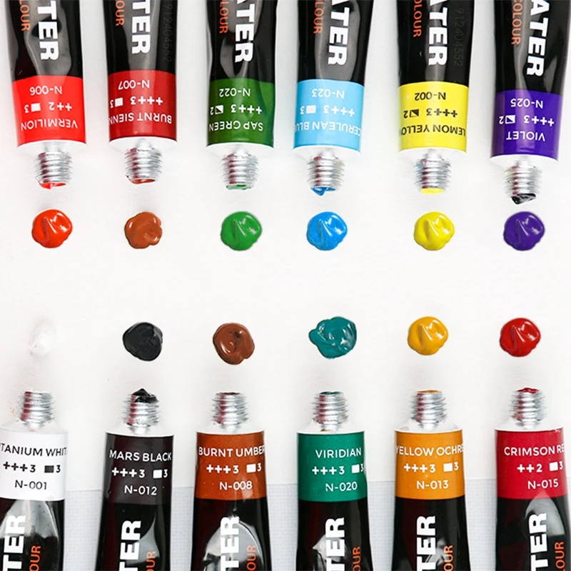 Haile 12 색 세트, 고품질 구아슈 페인트 페인팅, 전문 세척 가능 수채화, 12ML 학생 시험 화가, 미술 용품