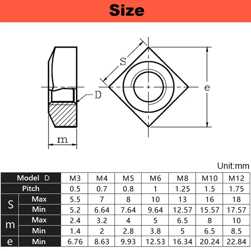 Vierkrallenmuttern Verzinkt M3-M12 - 50 Stück M5 T-Muttern Für Lautsprecher