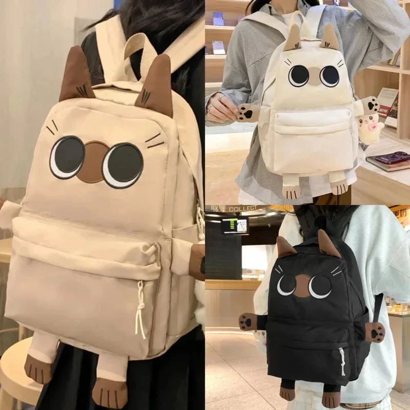 Ins Style Backpack Student Cat School Bags Casual Basic Japanese Cartoon Large Capacity Backpacks For A&B One Shoulder Bag For C 1