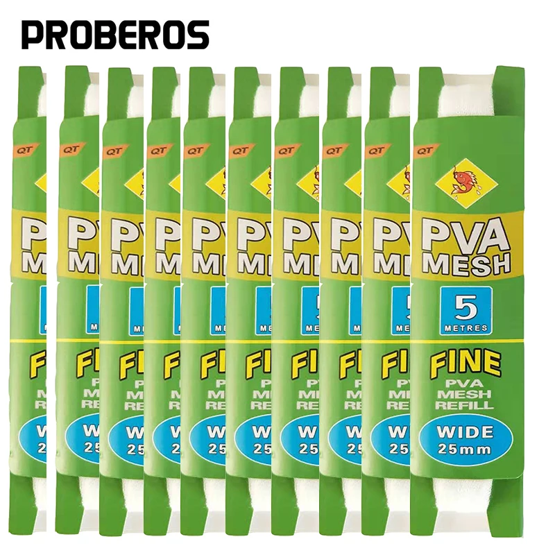 

PROBEROS 10Pcs PVA Mesh Carp Fishing Feeder Bait Thrower Water Soluble Nets 5M 25/37mm ECO-Friendly Refill Hair Carp Rig Tackle