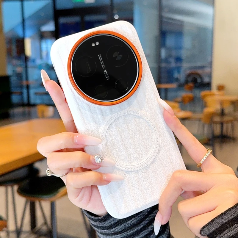 Magnetic Metal Alloy Vegan Leather Case with Camera Protection and Independent Buttons