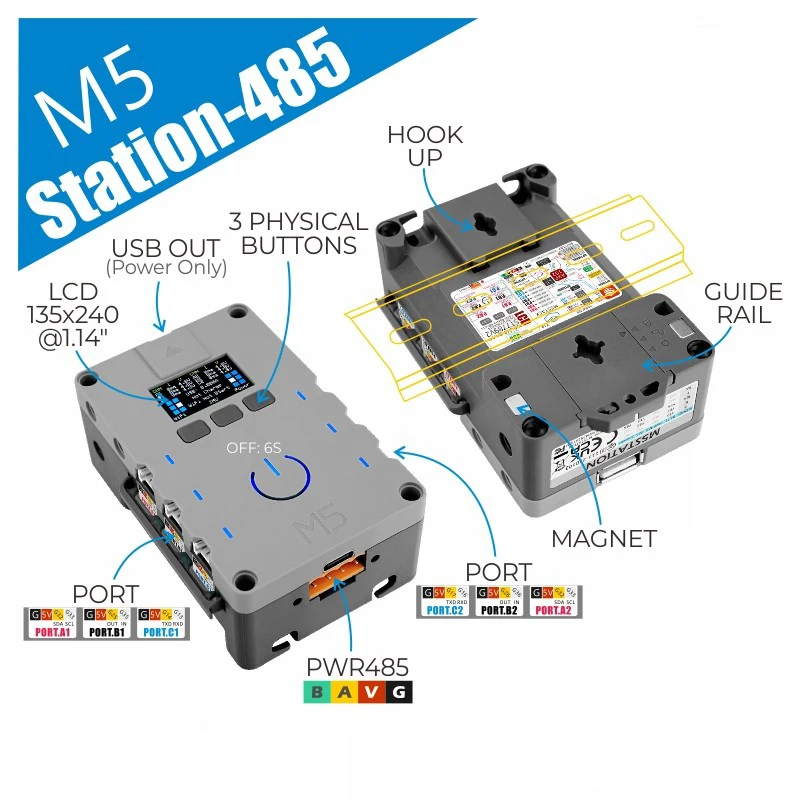 M5Stack M5Station-485 산업용 제어 보드 프로그래밍 가능 임베디드 컨트롤러 ESP32 IoT