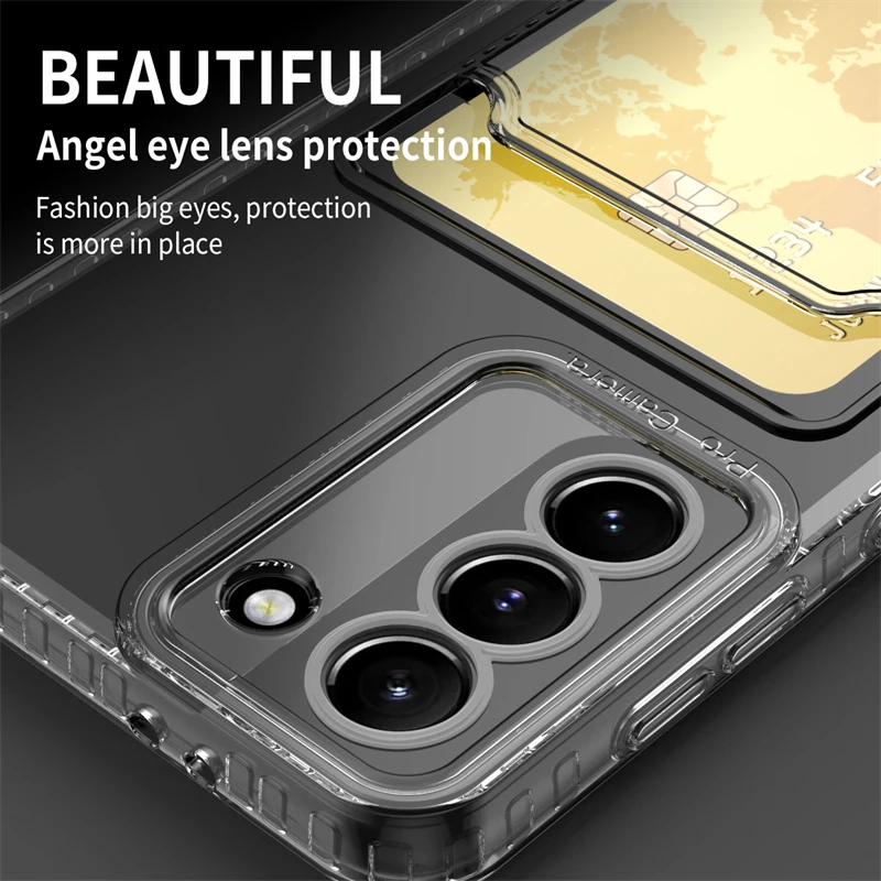 Soft Card Slot Holder Phone Case with Clear Protection Cover