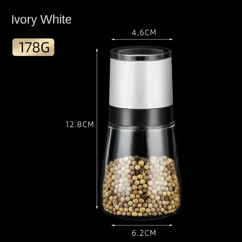 Manual salt mill clear glass body pepper grinder adjustable grinding spice 1 Pieces salt pepper grinder