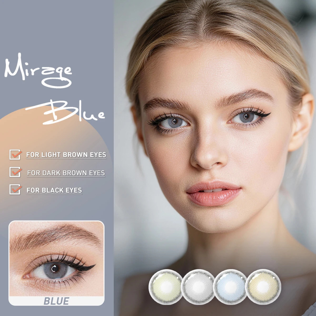 Lalens Soft Blue Colored Contact Lenses - Natural Look, Half-Yearly Wear