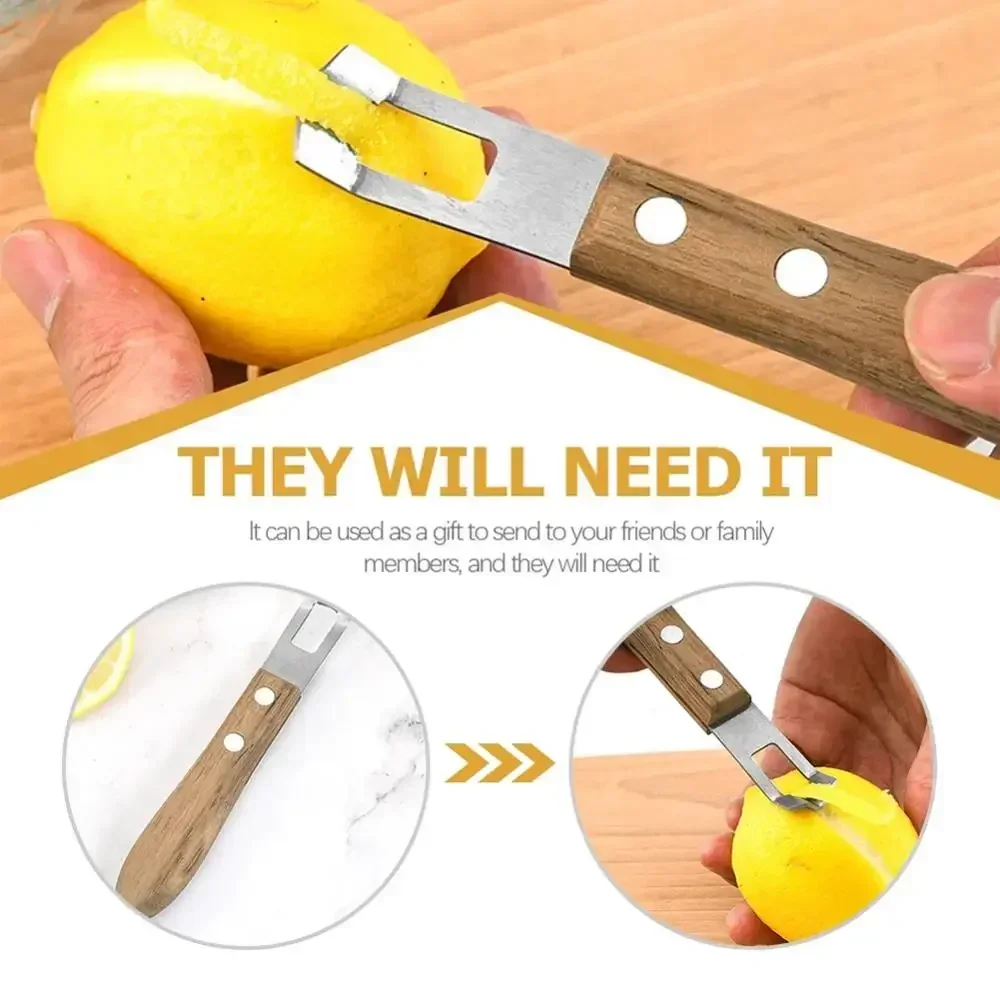 Lemon Peeler Corrosion-resistant Fruit Peeler Eco-friendly Rust-proof Wood Handle Kitchen Tool Paring Knife Kitchen Gadgets