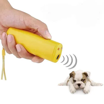 초음파 개 퇴치기, 짖음 방지 장치, 중지 짖음 제어 훈련 용품, LED 손전등 포함, 3 in 1