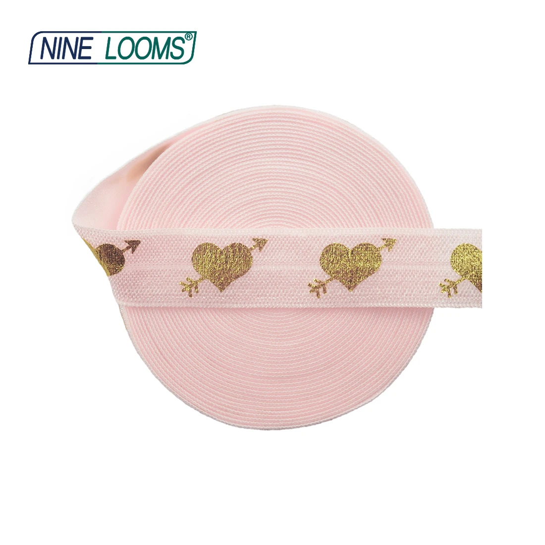 Neun Webstühle Folien druck falten über elastischen Feind 5/8 "15mm Herz Braut Spandex Band Braut Handgelenk Haar gummi DIY Näh besatz 2 5 10 Yard – Detail 11