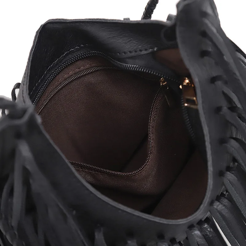 Long Tassel Design Women Crossbody Bags Soft PU Leather female Shoulder Bag Weave messenger Sling bag small bolsa feminina
