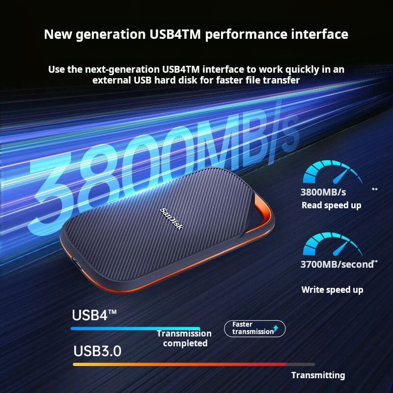 샌디스크 4TB 썬더볼트 4 휴대용 외장 SSD (PSSD), E82, 읽기 속도 3800MB/s, 타입-C 인터페이스, 휴대용 SSD